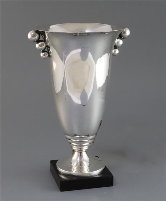 An Art Deco silver plated table lamp, in the manner of Luc Lanel, 11.75in.